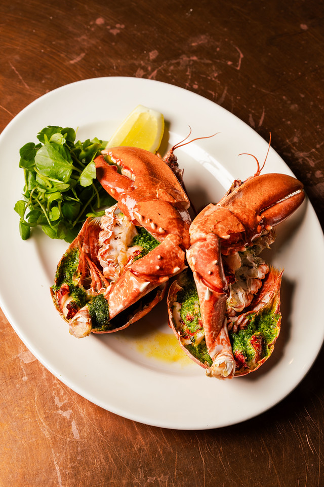 Lobster dish on a white plate