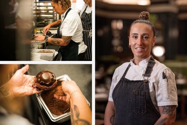 A collage of images of party chef Carla